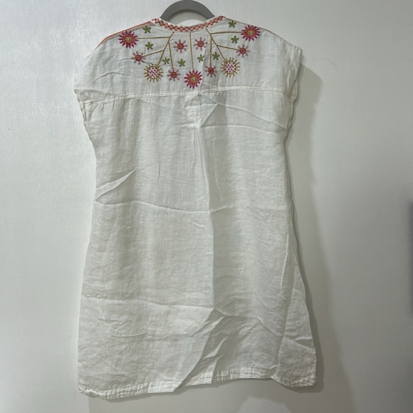 JOHNNY  WAS WOMEN EMBROIDERED BIYA LINEN TUNIC SHIFT DRESS WHITE SLEEVELESS Sz S - Picture 3 of 14